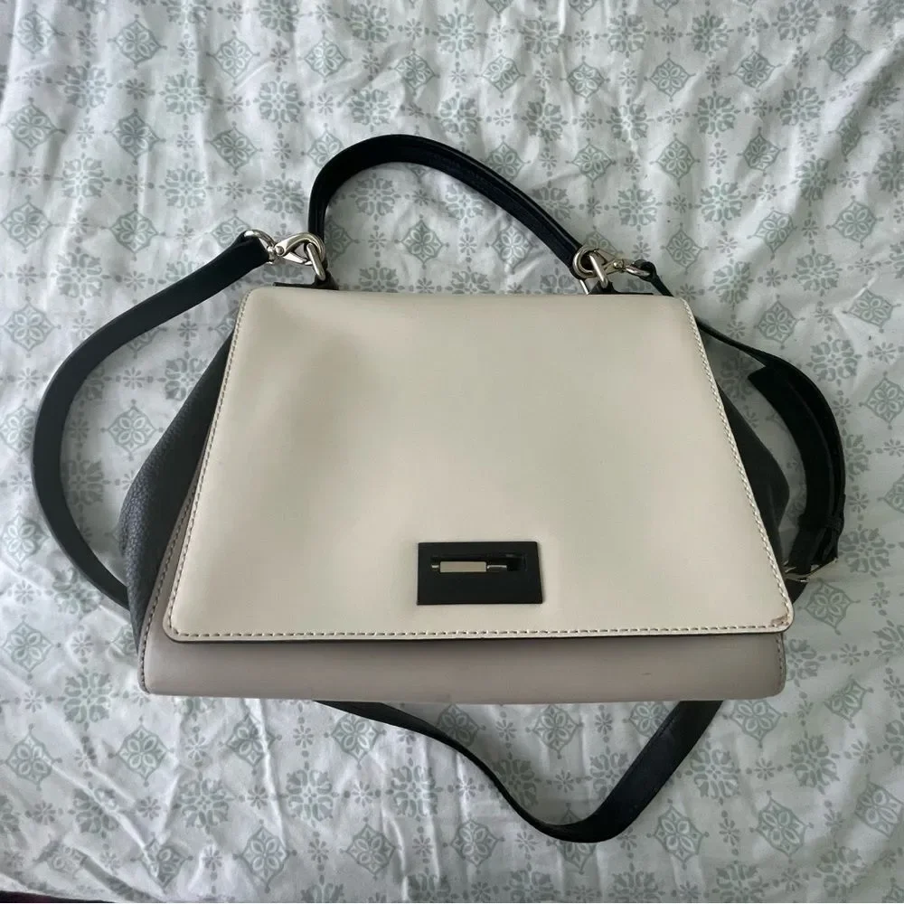 Kate Spade Purse - Totebag - Cream & Black - Y2k Shoulder Purse - Crossbody Bag